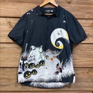 Halloween Themed Black Button-Up Shirt